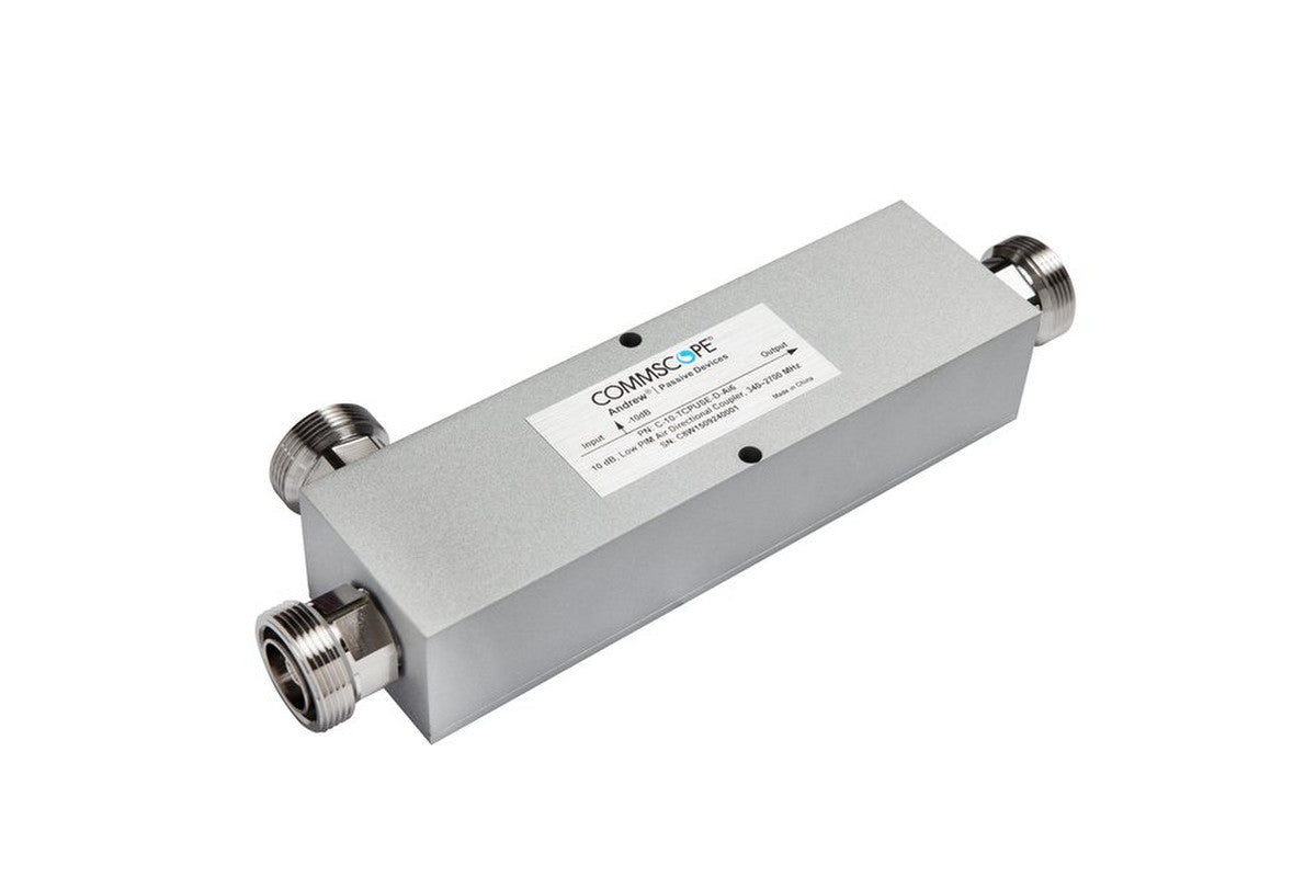CommScope C-10-TCPUSE-D-AI6 Low PIM Air Directional Coupler is a high-performance RF component designed for precise signal distribution across a broad frequency range of 340-2700 MHz.