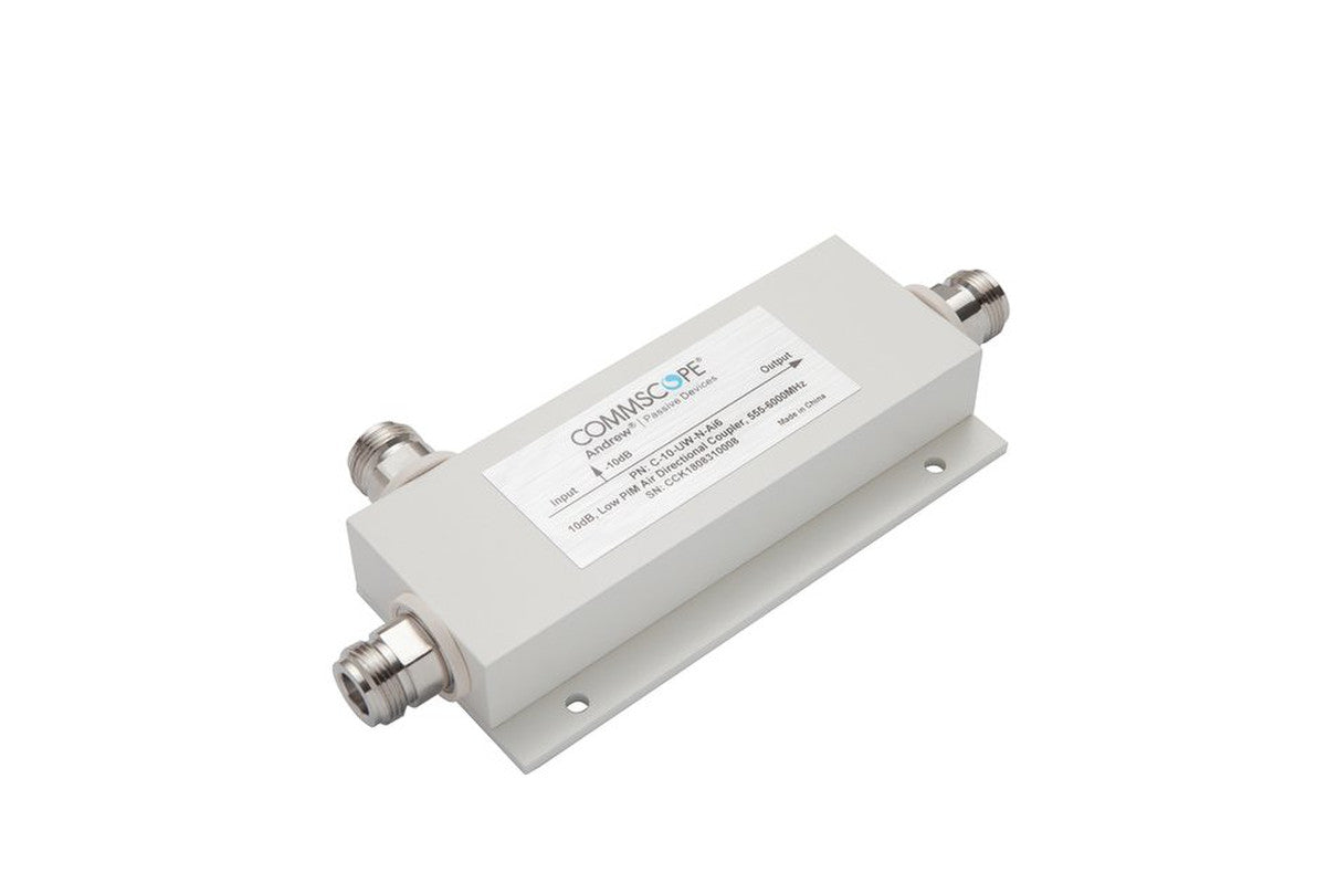 CommScope C-10-UW-N-AI6 Air Directional Coupler is a high-performance RF component designed for precise signal distribution across a broad frequency range of 555-6000 MHz.