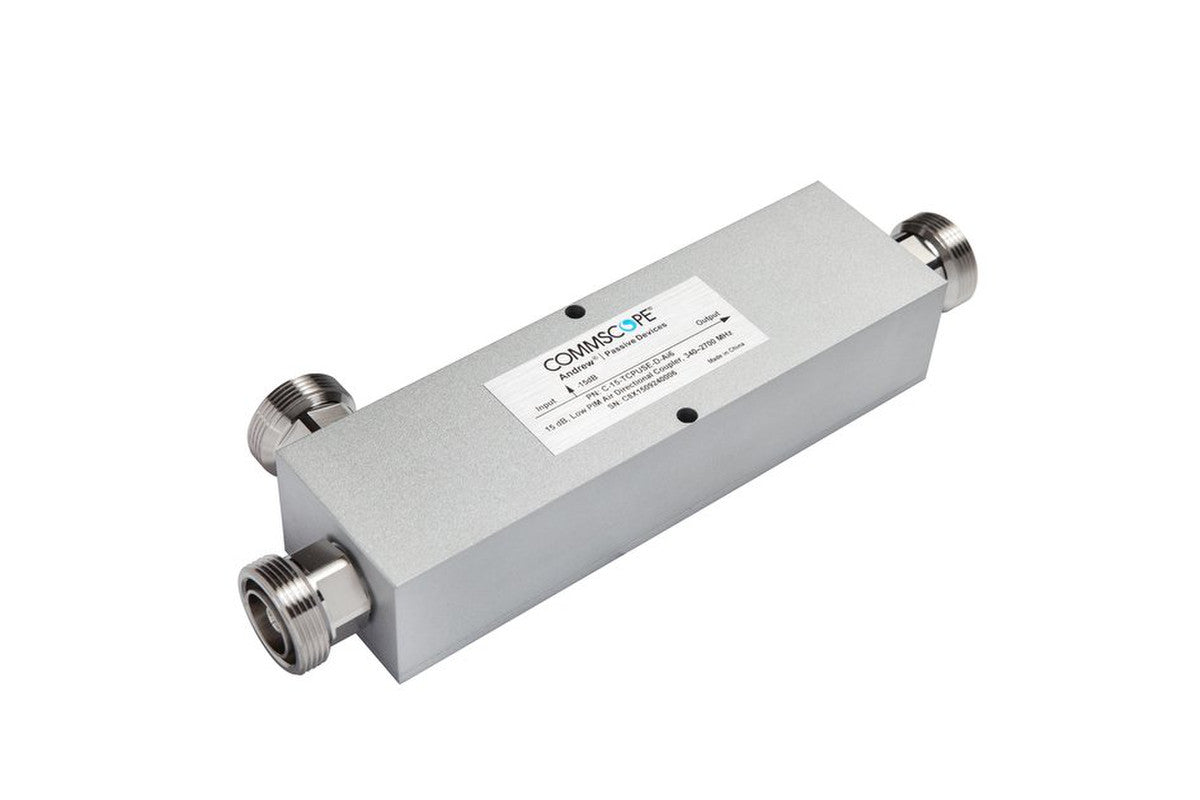 CommScope C-15-TCPUSE-D-AI6 Directional Coupler is a high-performance RF component designed for precise signal distribution across a broad frequency range of 340-2700 MHz.