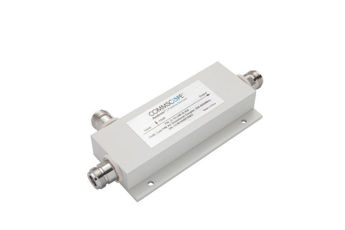 CommScope C-15-UW-N-AI6 Air Directional Coupler is designed for efficient RF signal distribution across a broad frequency range of 555-6000 MHz.