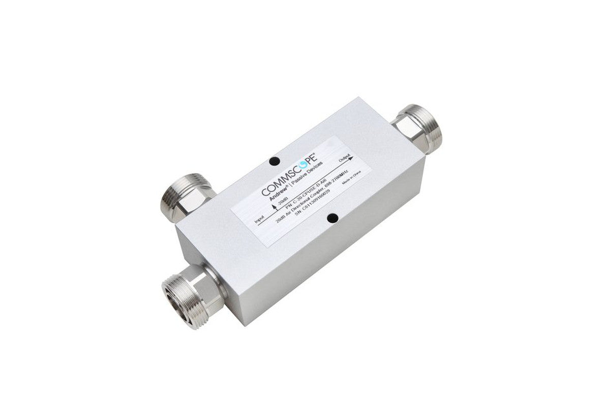 CommScope C-20-CPUSE-D-AI6 Air Directional Coupler is designed for efficient RF signal distribution across a broad frequency range of 555-2700 MHz.