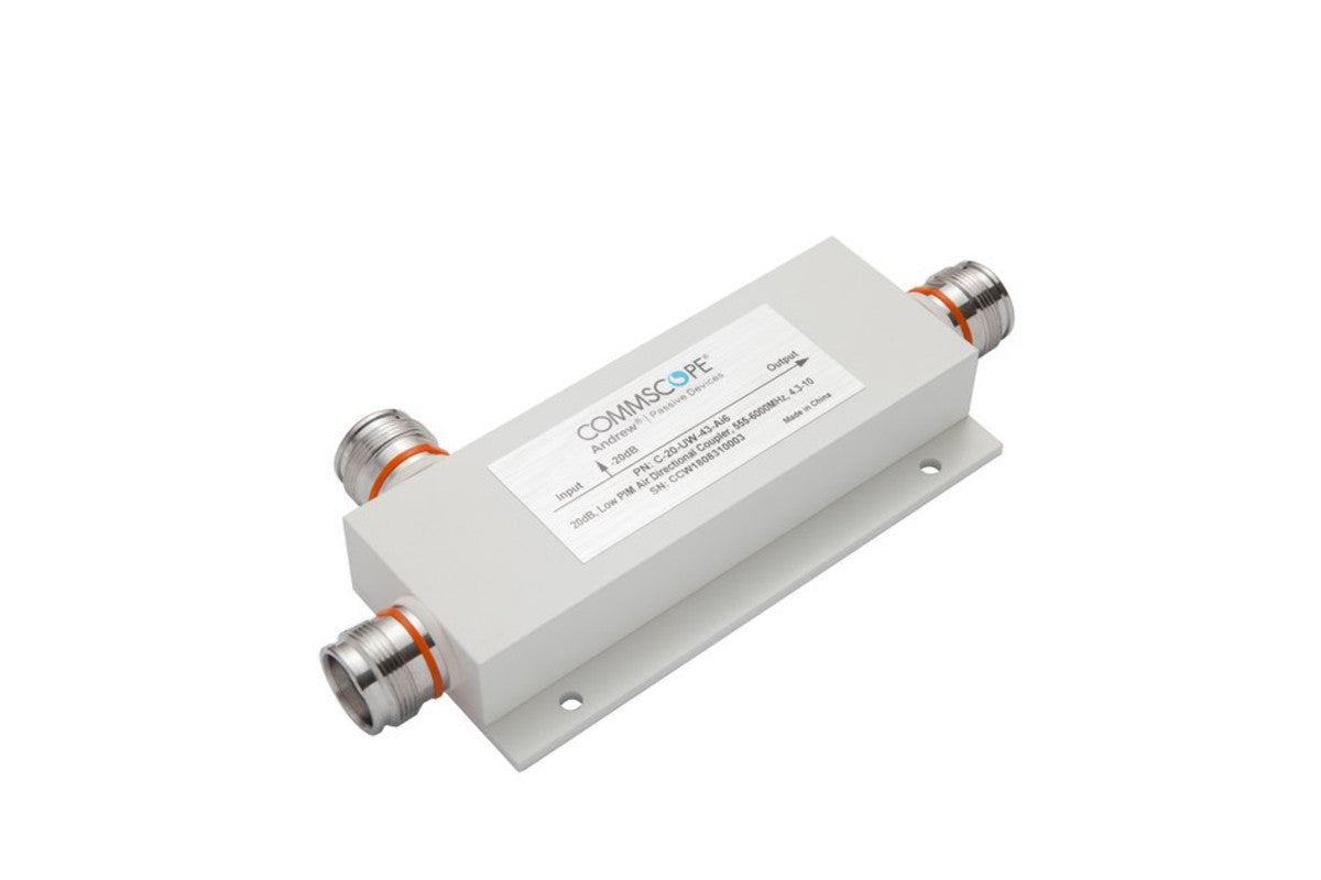 CommScope C-20-UW-43-AI6 Air Directional Coupler is designed for high-performance RF signal distribution, covering a broad frequency range of 555-6000 MHz.