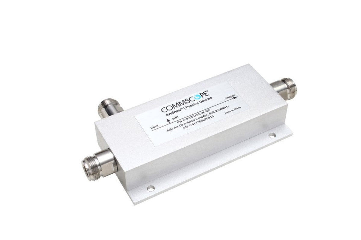 CommScope C-8-CPUSE-N-AI6 Air Directional Coupler is designed for precise RF signal distribution across a broad frequency range of 555-2700 MHz.
