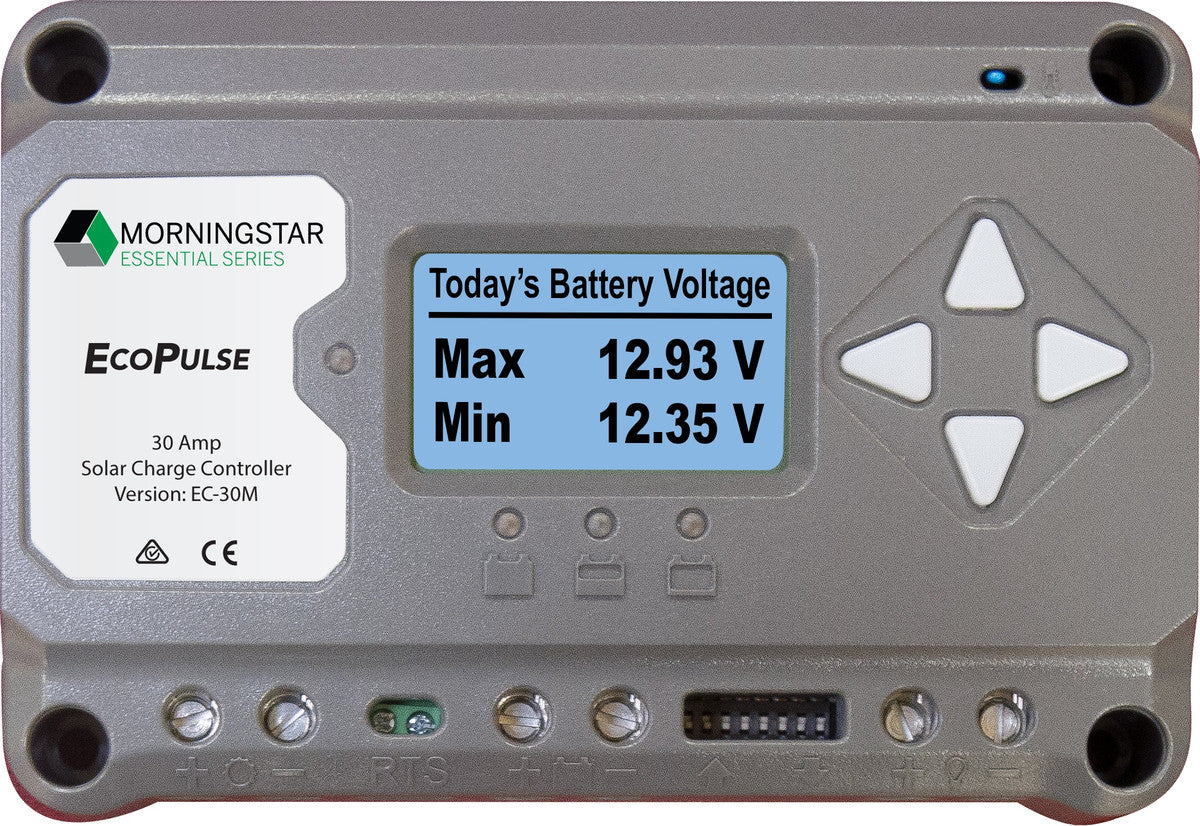 Morningstar EC-30M EcoPulse PWM Solar Regulator, 30A, 12/24V - LCD Meter