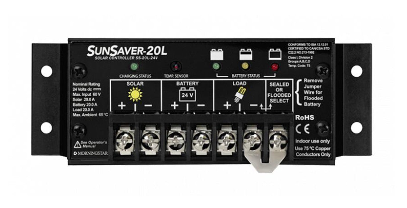 Morningstar SS-20L-24V G3 SunSaver PWM Solar Regulator, 20A, 24V, LVD