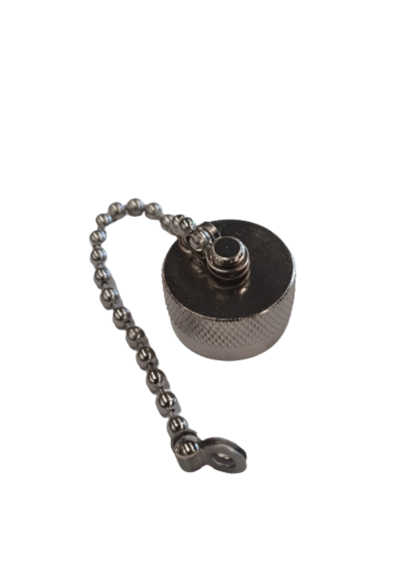 Pulse NCAP Type-N Female Protective Cap with Chain is designed to protect N female connectors from dust, moisture, and contaminants. Featuring a durable metal construction and a secure chain attachment, this cap prevents loss and damage.