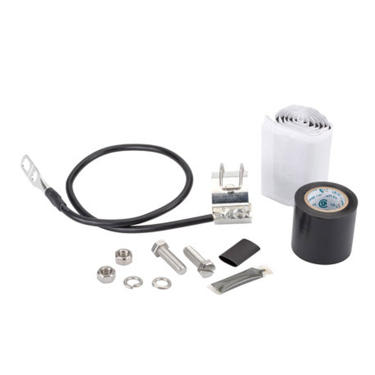 CommScope SG114-06B2A SureGround® Grounding Kit is engineered for secure grounding of 1-1/4" coaxial cables, offering high-performance electrical protection against lightning strikes and power surges. Featuring tinned copper grounding straps, stainless steel locking bails, and butyl rubber sealing tape.