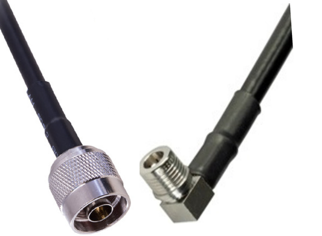 Pulse RG223 Right Angle QMA-Male to N-Male Cable Lead - 0.5m