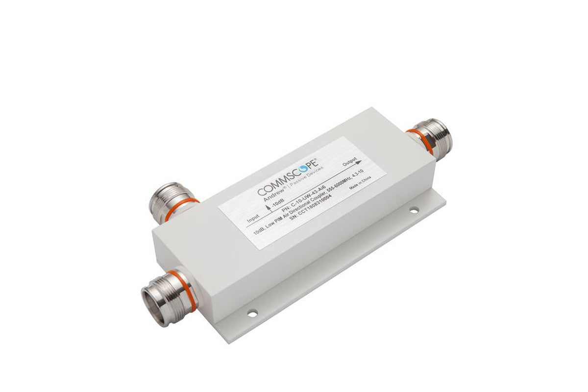 CommScope C-10-UW-43-AI6 Air Directional Coupler is a high-performance RF component designed for precise signal distribution across a broad frequency range of 555-6000 MHz.