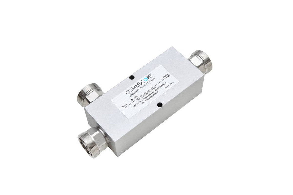 CommScope C-6-CPUSE-D-AI6 Air Directional Coupler is designed for precise RF signal distribution across a broad frequency range of 555-2700 MHz.