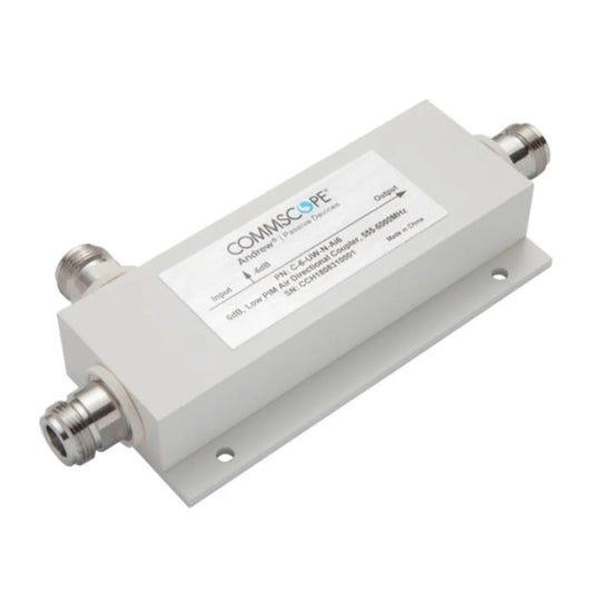 CommScope C-6-UW-N-AI6 Air Directional Coupler is designed for precise RF signal distribution across a broad frequency range of 555-6000 MHz.