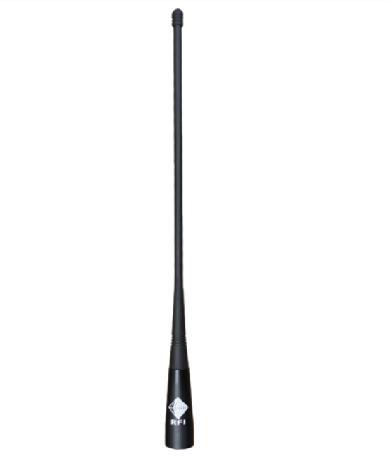 RFI CD34 UHF Antenna; UHF CB Mopole; 4 dBi; 477 MHz; Stud Mount 5m FME(F) UHF(M) Adaptor