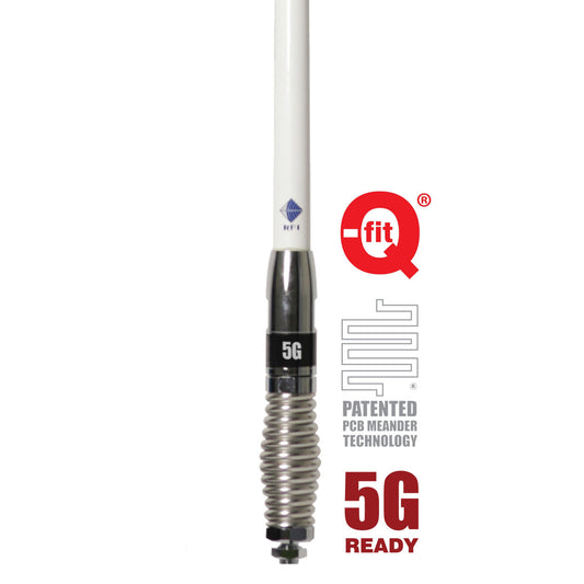 RFI CDQ8197-W 5G Vehicle Antenna, 698-3800 MHz, 7.5 dBi, 5m, SMA-Male - White
