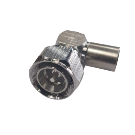 Pulse D43-103 4.3-10-Male Right Angle Connector, Solder/Crimp - RG214 Cable