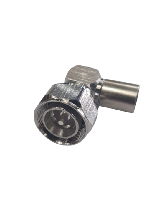 Pulse D43-103 4.3-10-Male Right Angle Connector, Solder/Crimp - RG214 Cable