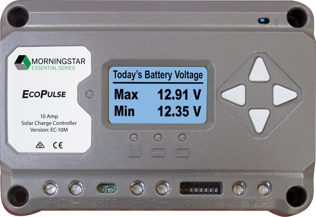 Morningstar EC-10M EcoPulse PWM Solar Regulator, 10A, 12/24V - LCD Meter