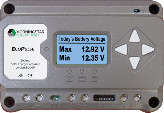 Morningstar EC-20M EcoPulse PWM Solar Regulator, 20A, 12/24V - LCD Meter