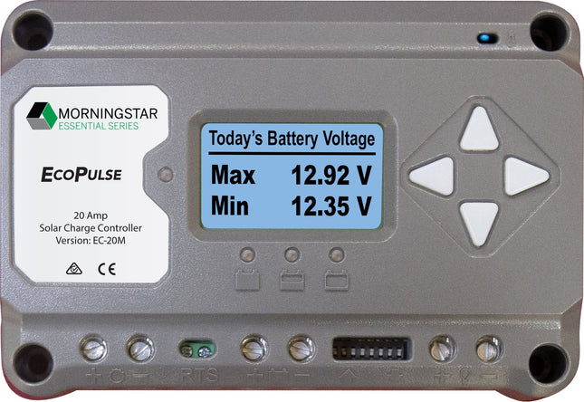 Morningstar EC-20M EcoPulse PWM Solar Regulator, 20A, 12/24V - LCD Meter