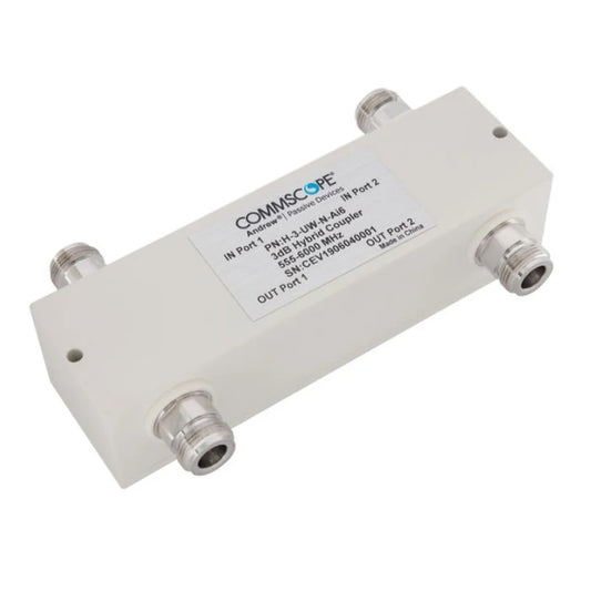 Commscope H-3-UW-N-AI6 Air Dielectric Hybrid Coupler, 555-6000 MHz, 3 dB, N-Female
