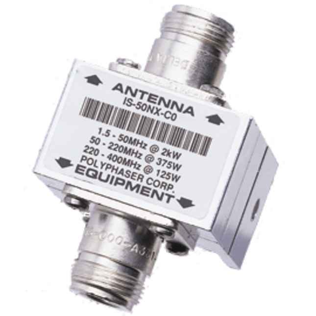 PolyPhaser IS-50NX-C0 Coaxial RF Surge Protector, N F/F, 1.5-700 MHz, 2 KW, 50 KA