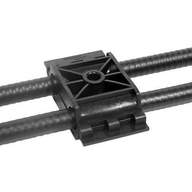 CommScope L4CLICK Double Click-On Hanger suitable for 1/2" Coaxial Cable. Stackable Click-on hangers install in minutes and provide perfect fit.