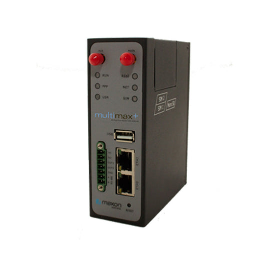 Maxon MA-2040 4G router is a rugged industrial/IoT router designed for M2M and IoT applications. It supports 150 Mbps downlink, 50 Mbps uplink, RS232, RS485, USB 2.0, and digital I/O, offering seamless integration for critical operations.