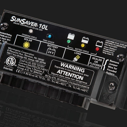 Morningstar SS-10L-24V G3 SunSaver PWM Solar Regulator, 10A, 24V, LVD