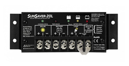 Morningstar SS-20L-24V G3 SunSaver PWM Solar Regulator, 20A, 24V, LVD
