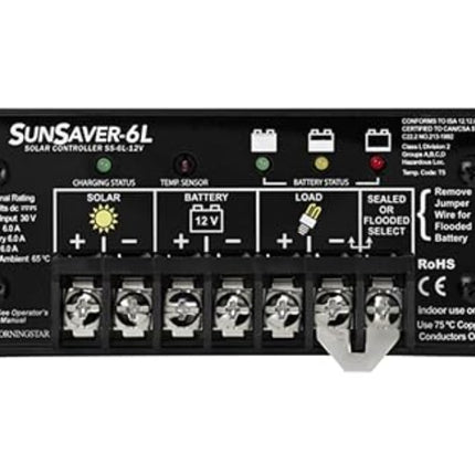 Morningstar SS-6L-12V G3 SunSaver PWM Solar Regulator, 6A, 12V, LVD