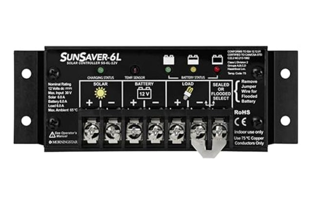Morningstar SS-6L-12V G3 SunSaver PWM Solar Regulator, 6A, 12V, LVD