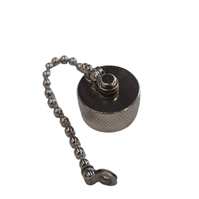 Pulse NCAP Type-N Female Protective Cap with Chain is designed to protect N female connectors from dust, moisture, and contaminants. Featuring a durable metal construction and a secure chain attachment, this cap prevents loss and damage.