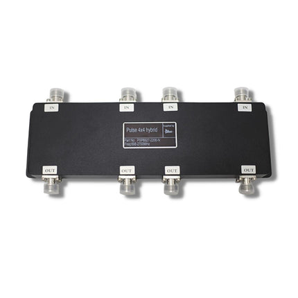 Pulse 4x4 Hybrid Coupler offers a low-cost solution for hybrid's covering cellular bands from 698 to 2700MHz, with low loss Passive Inter-Modulation performance and high isolation.