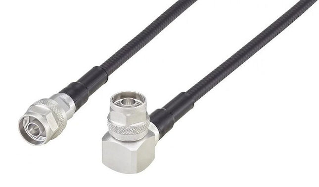 Pulse 3/8'' Flex Jumper Cable, N-Male to Right Angle N-Male is a factory-assembled and tested RF coaxial cable designed