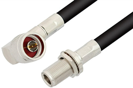 Pulse 3/8'' Flex Jumper Cable Right-Angle N-Male to N-Female is a factory-assembled and tested RF coaxial cable designed