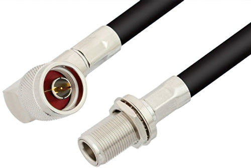 Pulse 3/8'' Flex Jumper Cable Right-Angle N-Male to N-Female is a factory-assembled and tested RF coaxial cable designed