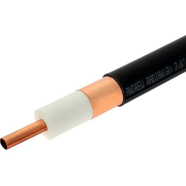 The CommScope RCT5 radiating cable is a high-performance cable designed for enhanced RF signal distribution across a wide frequency range of 50-2800 MHz. With vertical polarization, a low attenuation rate, and a robust design, this 7/8" radiating cable is ideal for indoor and outdoor wireless communication applications requiring reliable signal transmission.