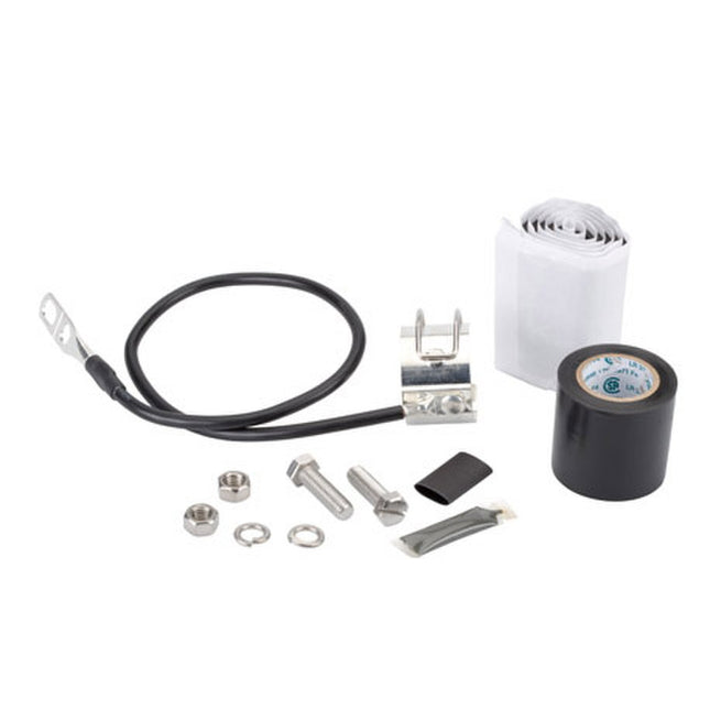 CommScope SG114-06B2A SureGroundÂ® Grounding Kit is engineered for secure grounding of 1-1/4" coaxial cables, offering high-performance electrical protection against lightning strikes and power surges. Featuring tinned copper grounding straps, stainless steel locking bails, and butyl rubber sealing tape.