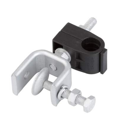 CommScope SHK-12-1-P is a single hanger kit designed to securely hold 1/2" coaxial cables in place. This kit includes mounting hardware and an angle adapter for a reliable and durable installation in various telecom and RF applications.