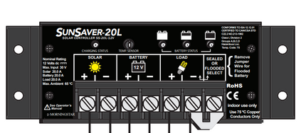 Morningstar SS-20L-12V G3 SunSaver PWM Solar Regulator, 20A, 12V, LVD