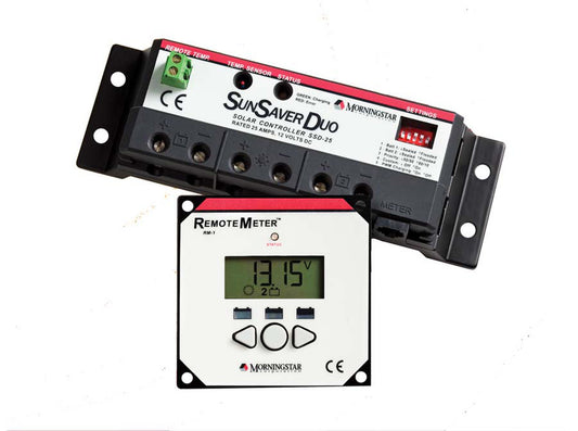 Morningstar SS-DUO SunSaver Duo PWM Solar Regulator, 25A, 12V, Remote Meter