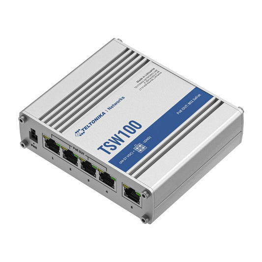 Teltonika TSW100 Industrial Unmanaged Switch, 5x Gigabit Ethernet, PoE