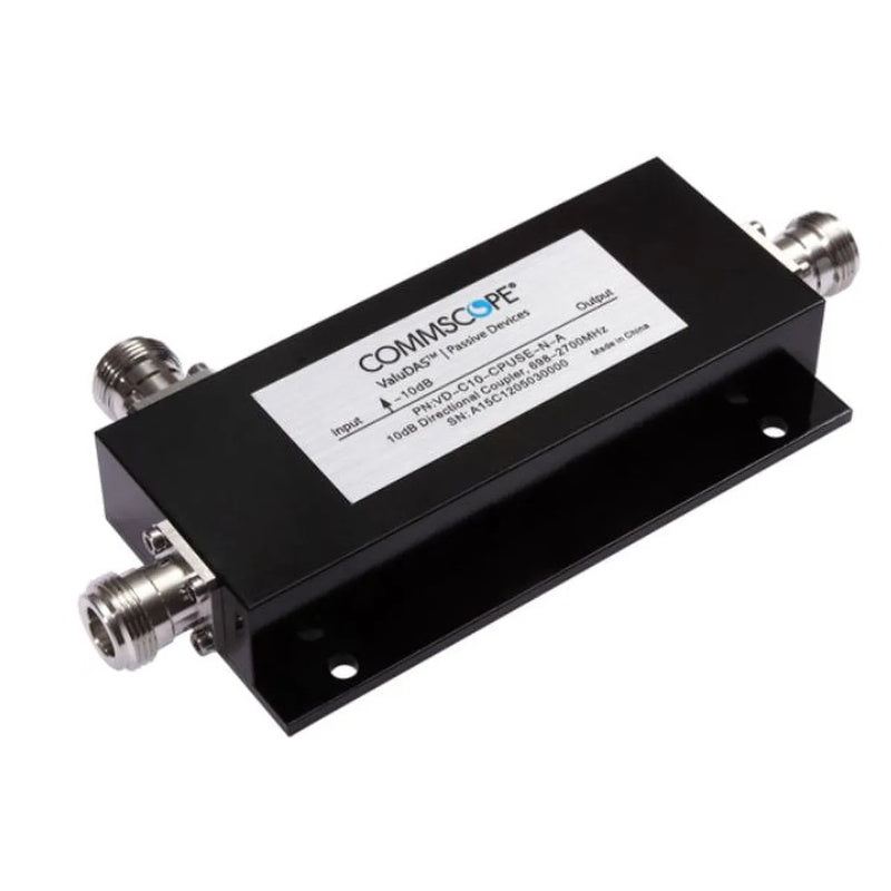 CommScope VD-C10-CPUSE-N-A ValuDAS Air Directional Coupler is a high-performance RF coupler designed for indoor DAS and wireless signal distribution. This device comes with a 10 dB N(F) connector.