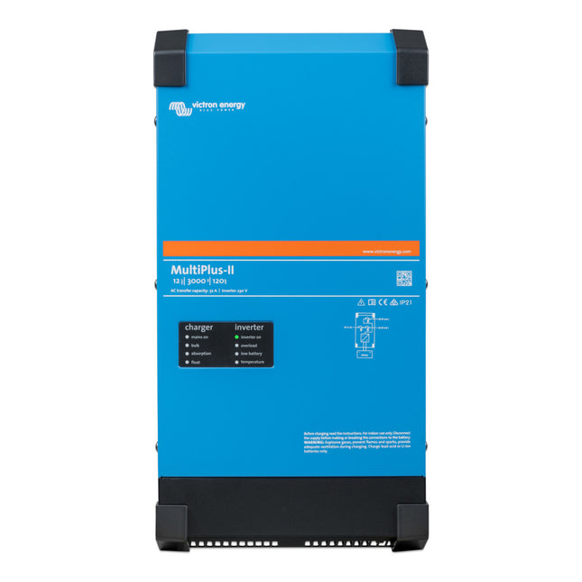 Victron MultiPlus-II 12 3000 (2400W) Inverter Charger with 120A battery charging and 32A AC transfer capability compatible with all batteries including Lithium.
